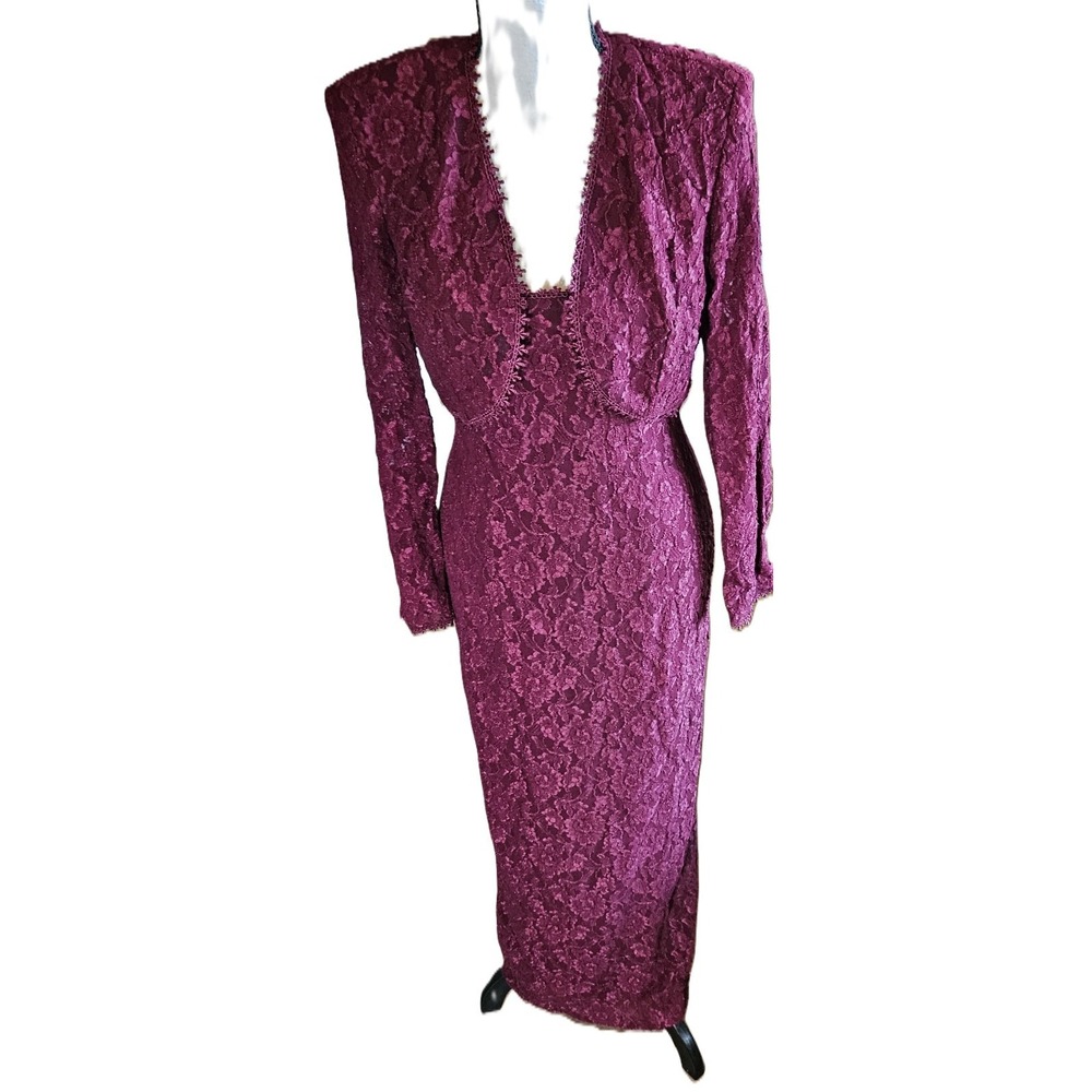 Alex Evening Womens Dress SZ 6 Burgandy Lace Sleeveless W/Jacket Formal,Wedding